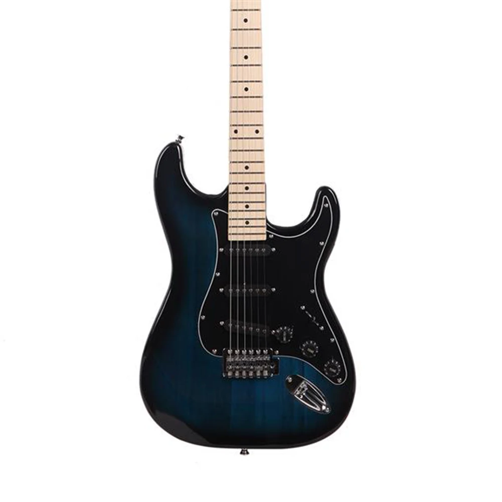 

ST Stylish Electric Guitar with Black Pickguard Dark Guitar Can Play for Children Beginner