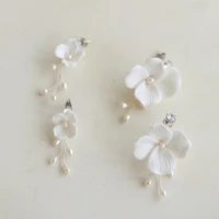 delicate freshwater pearls jewelry bridal earrings white floral wedding accessories women drop earring