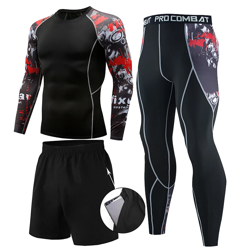 Компрессионный спортивный костюм для ММА 2020 мужской Demix бега Рашгард комплект
