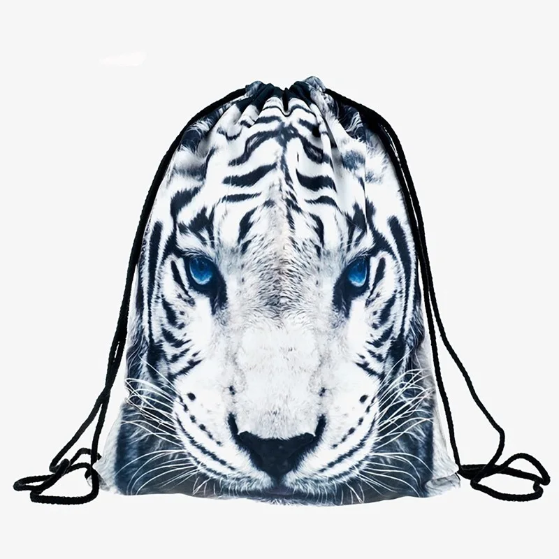 

New 3D Animal Backpack Digital Printed Bouquet Mouth Shopping Storage Bag Drawstring Leisure Backpack
