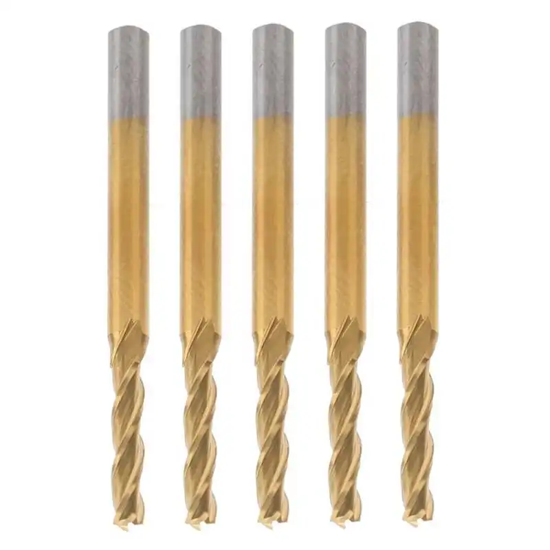 

/set End Mill 3Flute Round Shank Milling Cutter TiPlated CNC Maching Tools