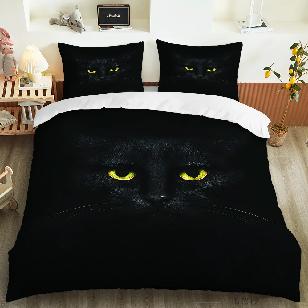 

2021 3D Pet Cat Bedding Set Animal Cute Home Textiles Custom Designer Duvet Quilt Cover Pillowcase 2/3pcs Twin Full Size