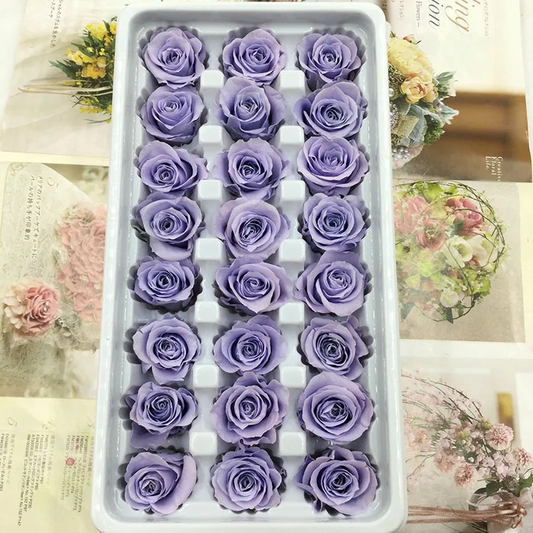 light violet 1 коробка высокое качество "Законсервированные" Цветы бессмертный «Розочка» для детей от 2-3 см в диаметре, подарок на день матери, вечная жизнь цветок Материал подарочная коробка - Цвет: light violet