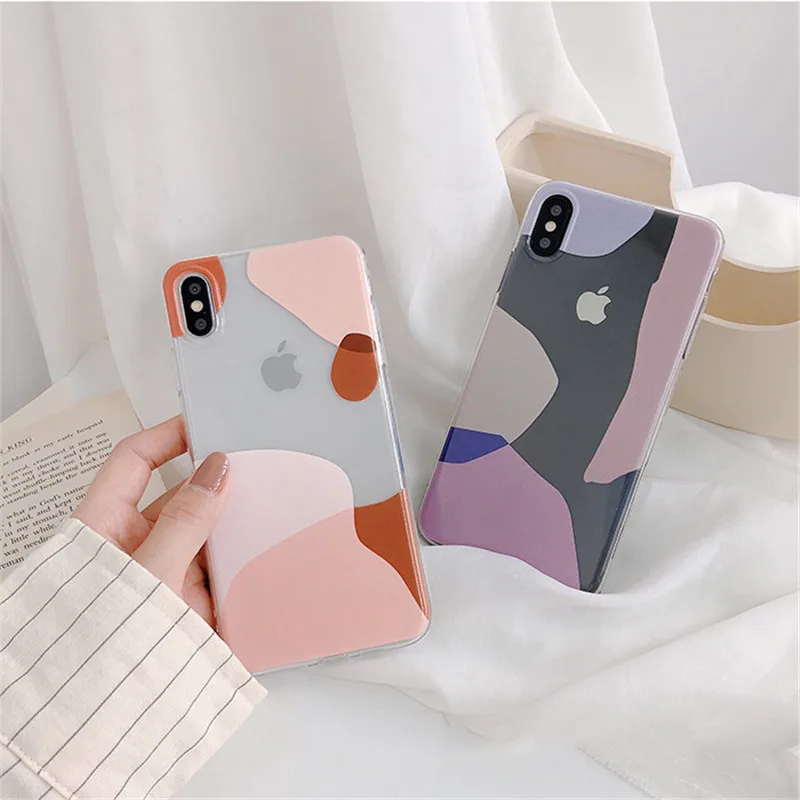 

Art Stitching Simple IPhone11ProMax/12Mini/XR/XS/X/8/7 Drop-proof Simple Transparent Silicone Mobile Phone Case Wholesale