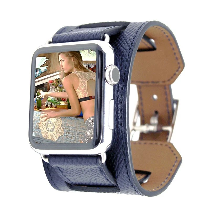 Ремешок из натуральной кожи для iwatch 38 мм 40 42 44 Регулируемый магнитный браслет Apple