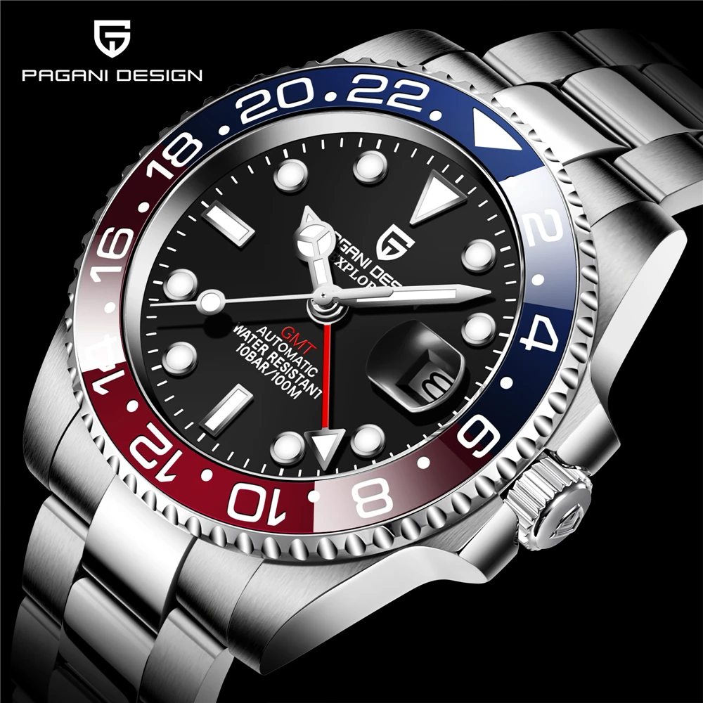 

PAGANI DESIGN GMT Watch Sapphire Glass 40mm Automatic Mechanical Men's Watches 100M Waterproof Man Watch relogio masculino
