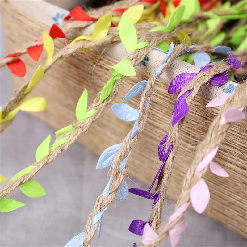 1 ярд имитация зеленых листьев плетеная пеньковая веревка подарок из ротанга