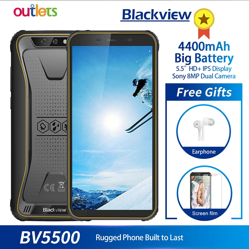 Blackview BV5500 смартфон с 5 дюймовым дисплеем ОЗУ 2 Гб ПЗУ 16 ГБ 18:9 4400 мАч Android 8