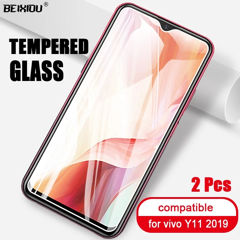 2 шт Полное закаленное стекло для vivo Y11 2019 защита экрана 2.5D 9h защитная