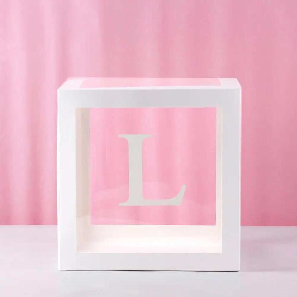

Party Decoration Cube Transparent Boxes 4pcs BABY LOVE Birthday Balloon Packing Box Letter Transparent Boxes DIY Wedding Room