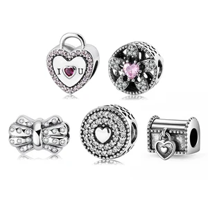 Open My Heart Key Shape 925 пробы Серебряный Очаровательный CZ Bead Fit европейский браслет DIY Подвески и браслеты Изготовление ювелирных изделий