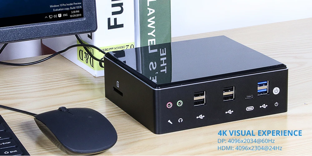 Мини ПК Intel Core i5 8250U i7 7500U компьютер Windows10 2* DDR4 M.2 SSD 8* USB HDMI DP type-C 2* LAN WiFi 4K HTPC микро Настольный NUC