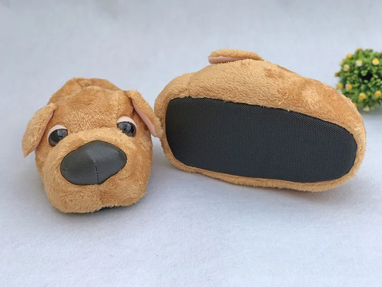 Зимние домашние тапочки унисекс с милым рисунком собаки хлопковая обувь для