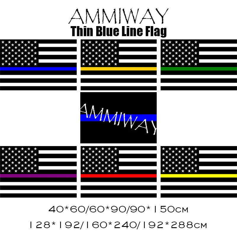 Флаги американской полиции AMMIWAY тонкие зеленые красные фиолетовые золотые