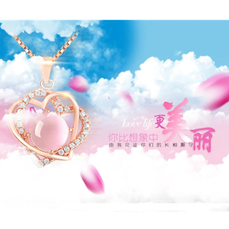 

Romantic Heart Crystal Pendant Necklace Girls Jewelry Quality Silver Plated Women Choker Necklaces Charming Party Accessories