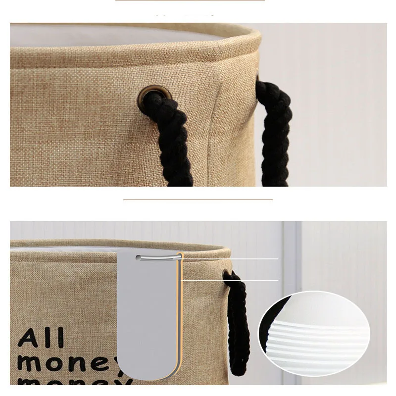 

45*35CM Linen Cotton Dirty Laundry Basket Waterproof Storage Bag Folding Clothing Storage Basket Clothes Toys Organizer For Home