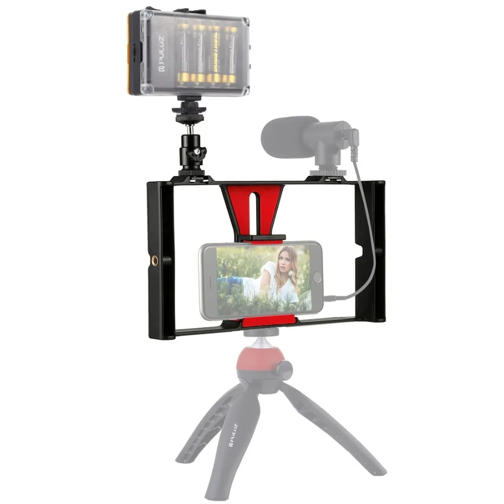 PULUZ Smartphone Video Rig Kits Filmmaking Recording Handle Stabilizer Bracket For iPhone X 7 8 Plus 4 in 1 Rig Kits