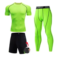 4xl track suit men sportswear suit short sleeved t shirt shorts leggings summer gyms workout quick dry sweat training suits set