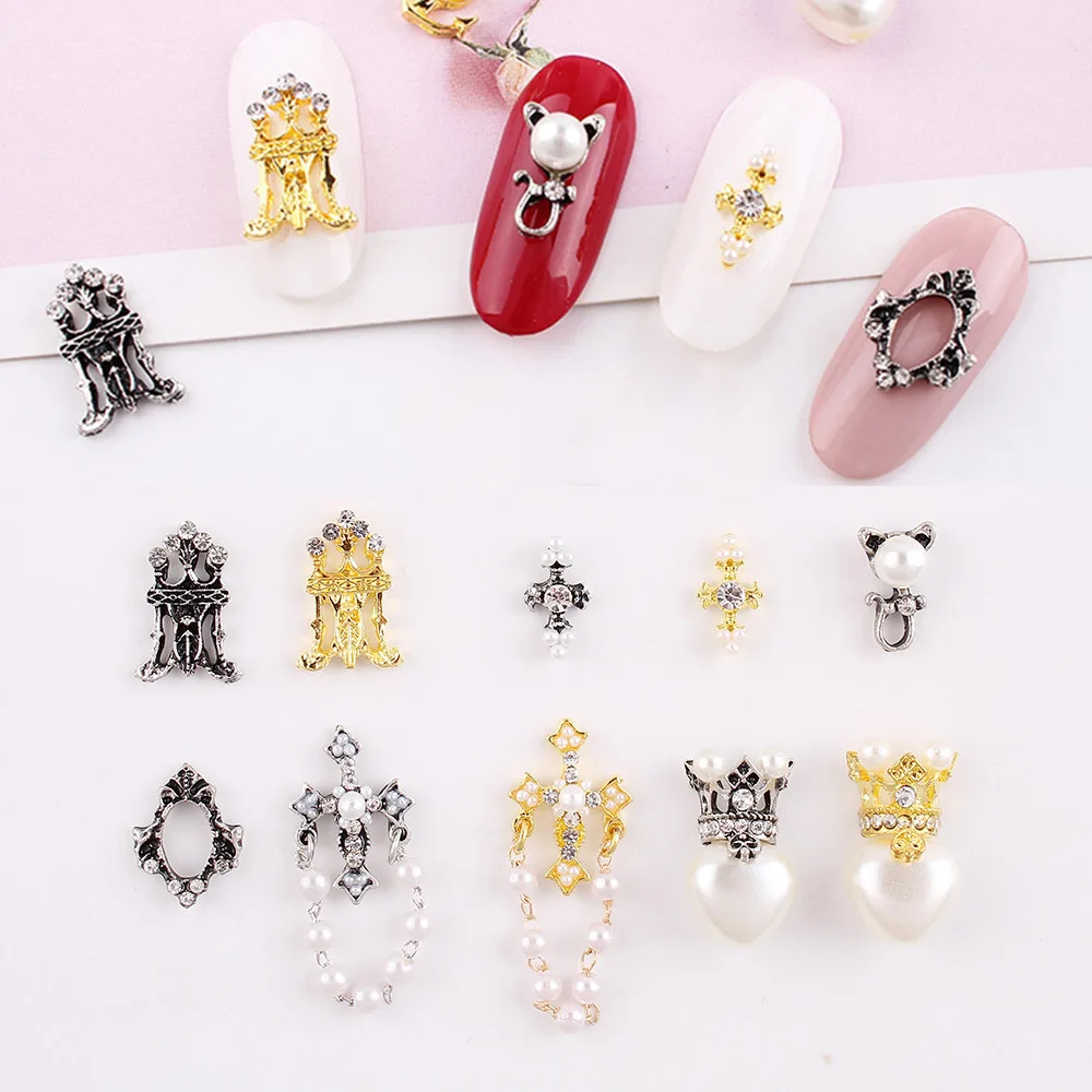 

100 шт./компл. 3D ювелирные изделия в стиле ретро для дизайна ногтей из металлического сплава принадлежности для маникюра Стразы с кристаллами...