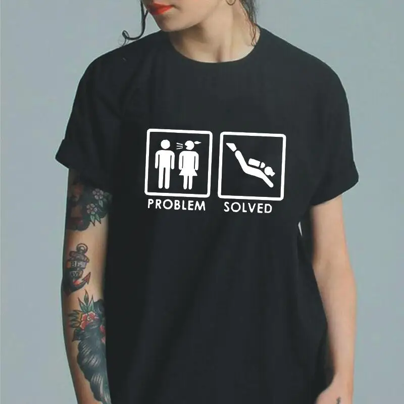 

Футболка женская с коротким рукавом, хлопковый топ с забавным рисунком проблем с аквалангом, Повседневная рубашка для дайвинга в стиле Хара...