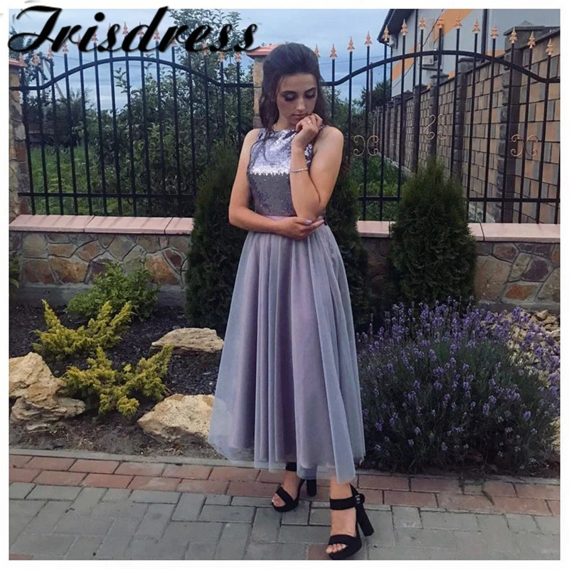 

Ankle Length A-line Prom Dresses 2020 Scoop Neck Long Special Occasion Gowns For Women African vestidos de fiesta de noche