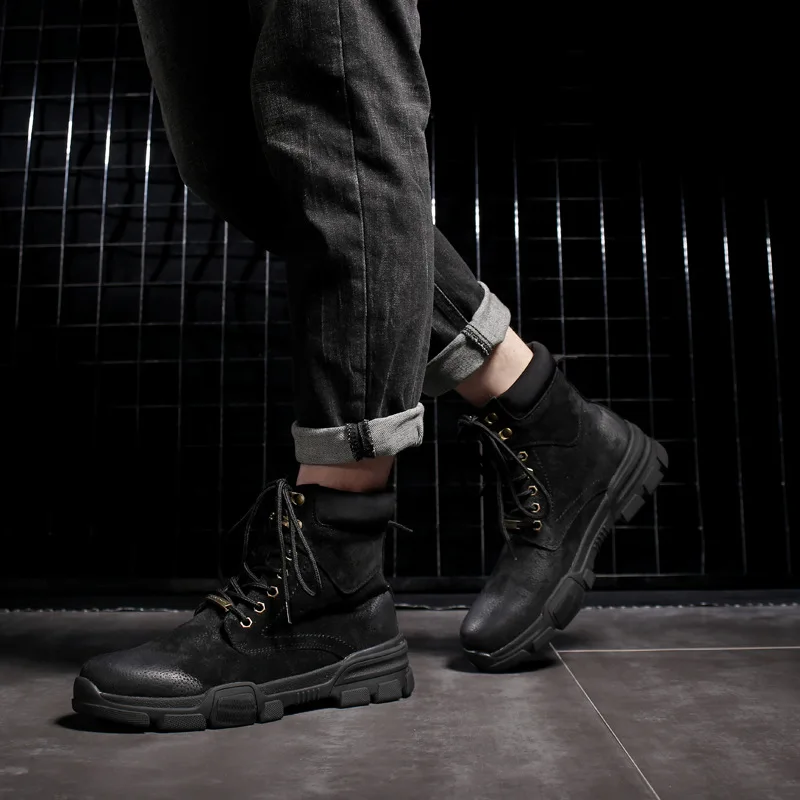 Новые мужские ботинки кожаные Большие размеры 45 британский тренд повседневные