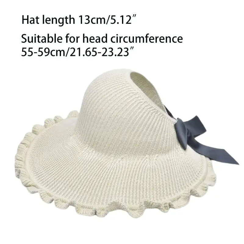 

Women Foldable Sun Hat Bowknot Visor Handmade Cap 2020 Female Summer Casual Shadow Empty Top Hat Girls Beach Sunscreen Cap