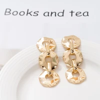 jaeeyin 2021 fashion statement jewelry gold color link chain stud earrings hammer geometric chunky hoop dangle drop gift