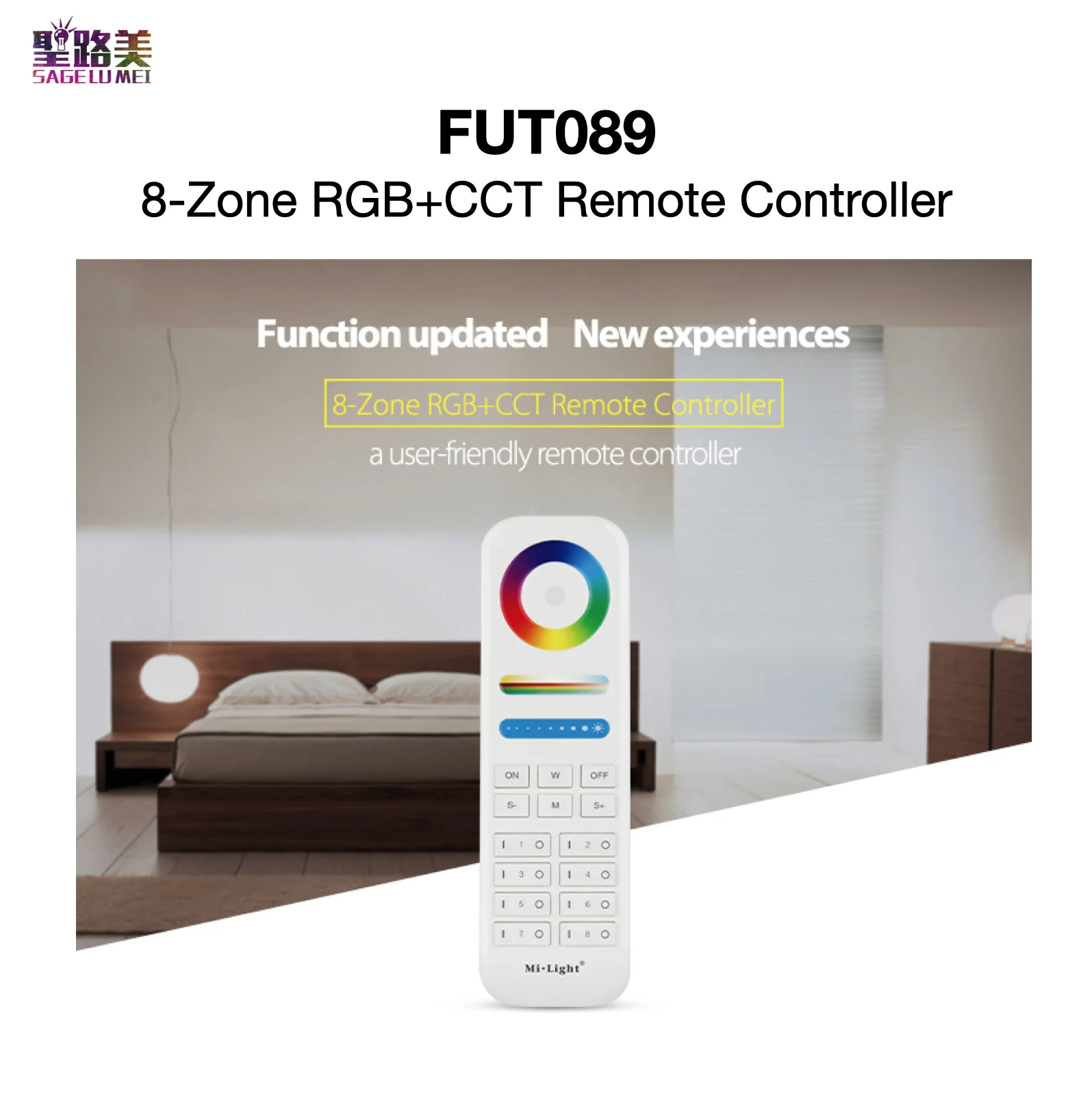 

Пульт дистанционного управления FUT089, 8 зон, RGB + CCT, 2,4 ГГц, RF, 8 зон