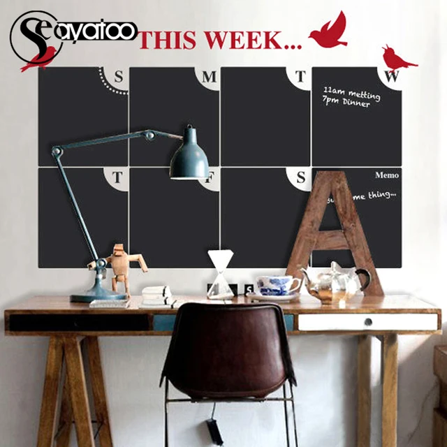 This Week Erasable Blackboard Chalkboard Weekly Calendar 2023 Planner Memo  Vinyl Wall Decal Sticker Office Decoration 58x84cm