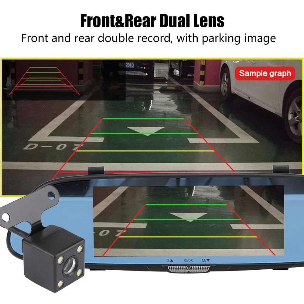 

7inch 1080P HD Car DVR Dual Lens Camera Rear View Mirror Driving Video Recorder Night Vision Night Vision Driving Recorder