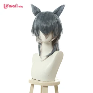 Парик для косплея Beastars Legoshi L-email, термостойкие синтетические волосы для мужчин, короткие, с ушками, серого цвета, для Хэллоуина