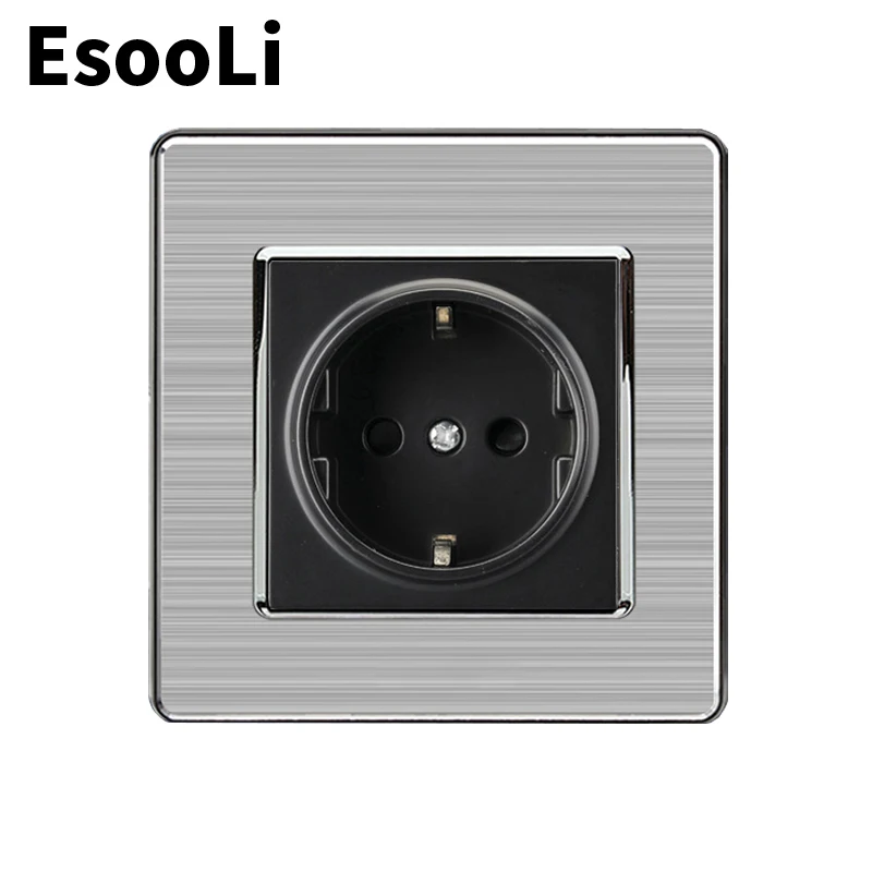 EsooLi 16A настенная розетка стандарта ЕС Роскошная из нержавеющей стали матовая