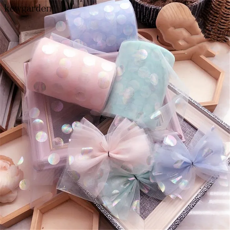 Kewgarden 10 см лазерные точки сетчатая Вуаль ленты DIY Hairbow аксессуары для корсажа