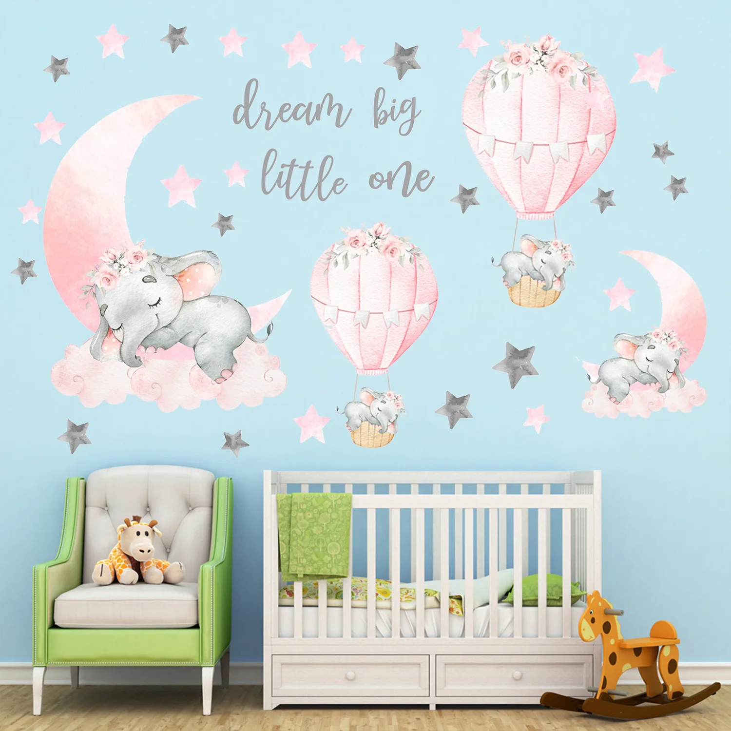 

Peel And Stick Home Decor Moon Star Wall Decals Nursery Elephant Removable