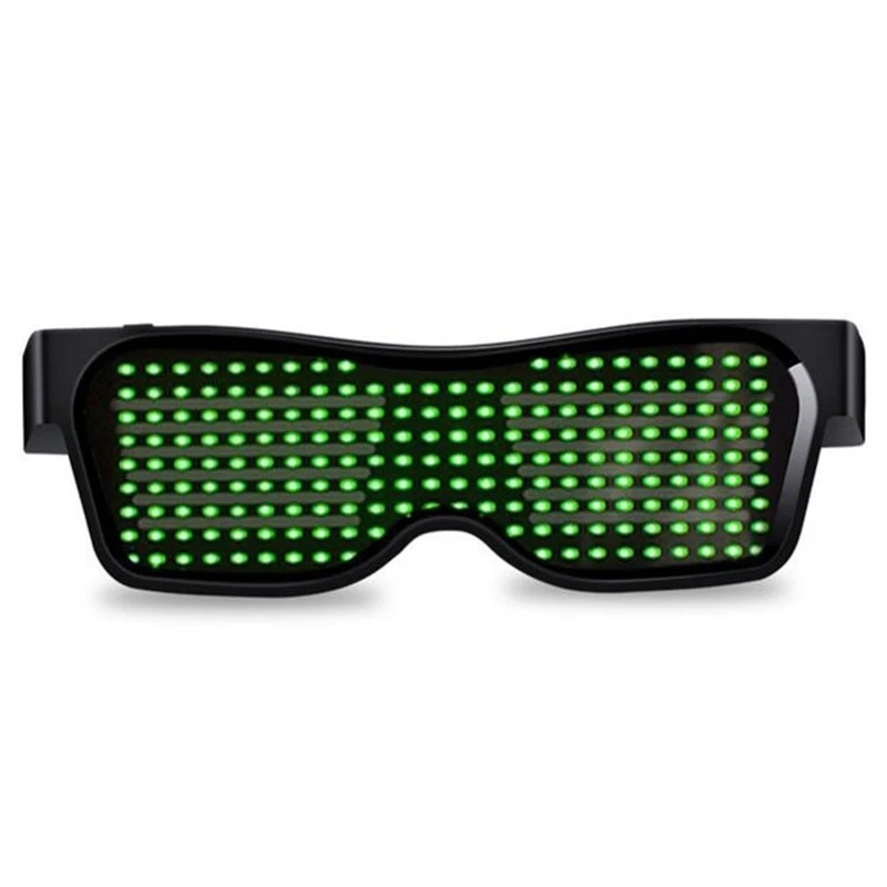 Зеленый Sunglasses Light Christmas DIY APP Luminous Flash Bluetooth Glow Party Glasses lingual Led Modes Decorations Dropshipping - Цвет: Зеленый