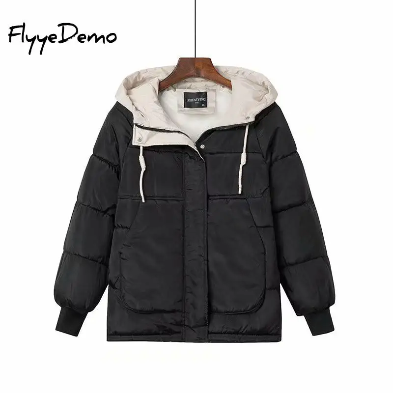 

2021 Women's Winter Jacket Ladies Bread Autumn Coat Glossy Hoodied Parkas Warm Jackets Female Shinny Padded Cotton Tops 5XL