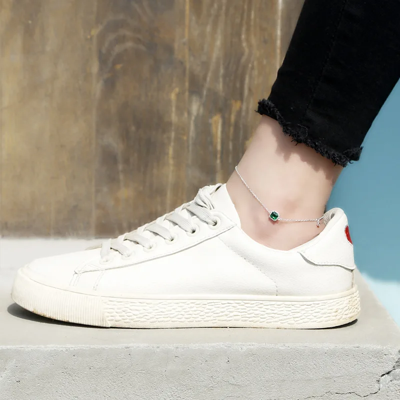 Высокое качество Настоящее 925 пробы Серебряный Зеленый Кристалл лодыжки браслет