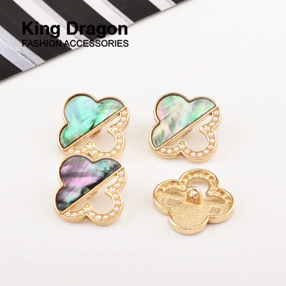 New Arrival 6PCS Gold Rhinestone Decor Metal Shell Pearl Buttons For Clothes Coat Cardigan Sweater Sew Needlework KD886 | Дом и сад