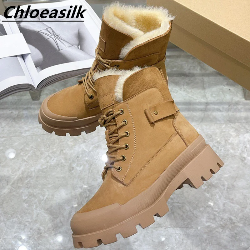 

2022New High Quality Women's Boots Luxury Brand Original Logo Genuine Leather Fashion Ankle Boots All-match Keep Warm Snow Boots