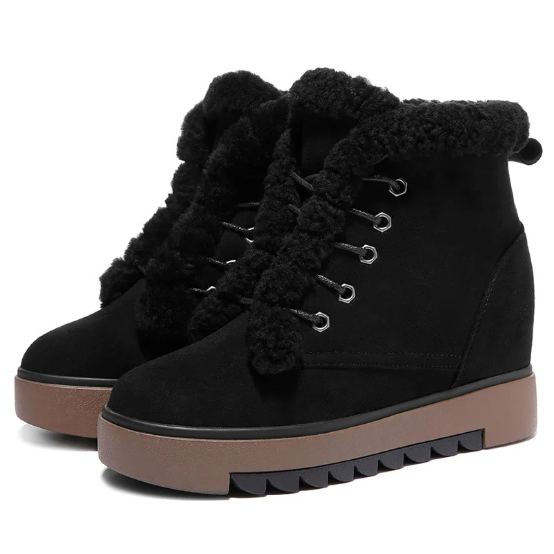 SWYIVY Chaussure Femme ботильоны на платформе из микрофибры женские зимние ботинки
