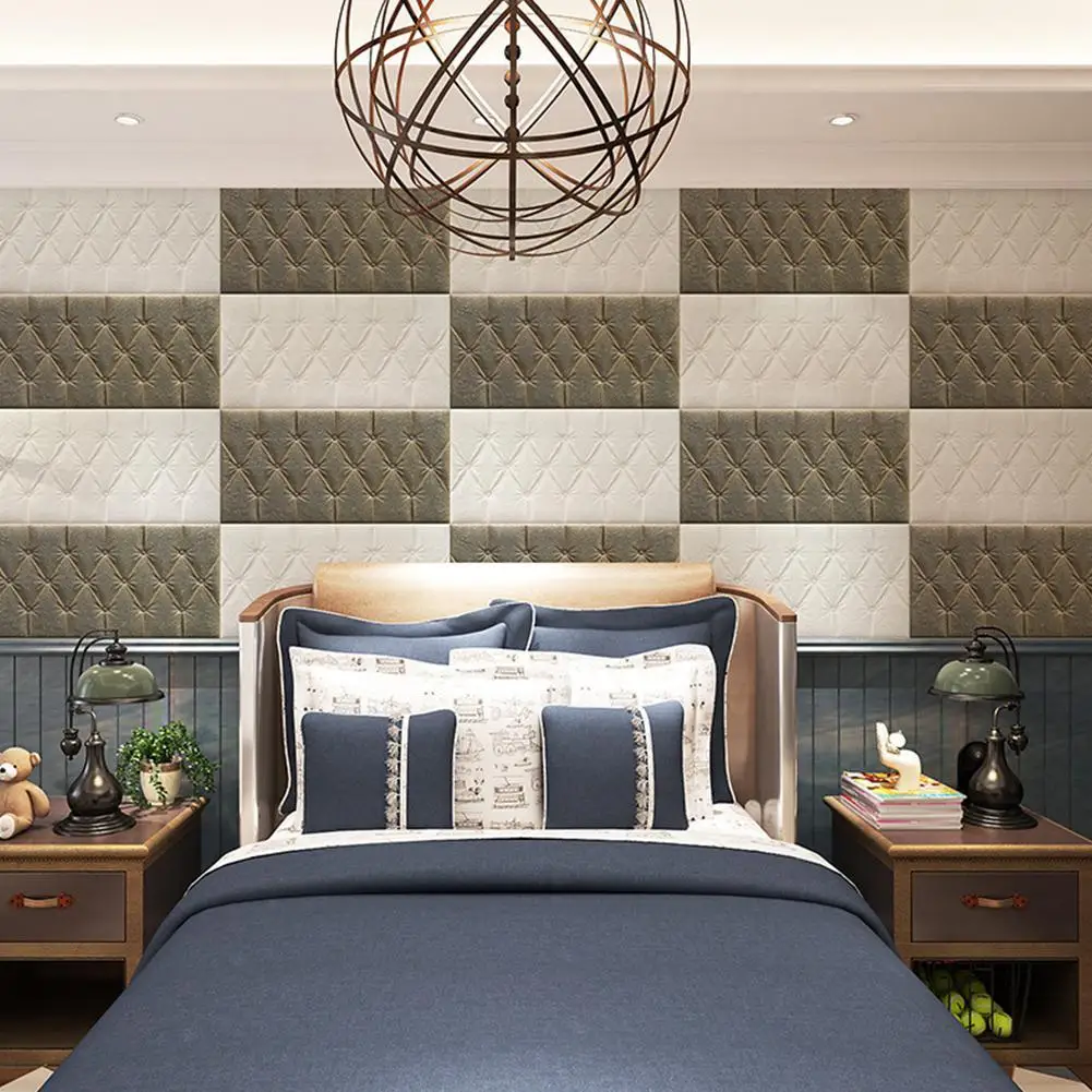 3D искусственная кожа PE пена Водонепроницаемая самоклеющаяся настенная бумага