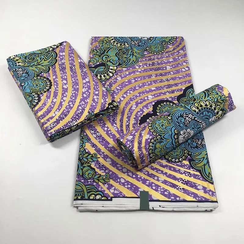 

New Fashion Anakra 100% Cotton African Wax Fabric Gold Print Nigerian Ghana Kitenge Dashiki Real Wax Fabric 6 Yards/lot VL-03