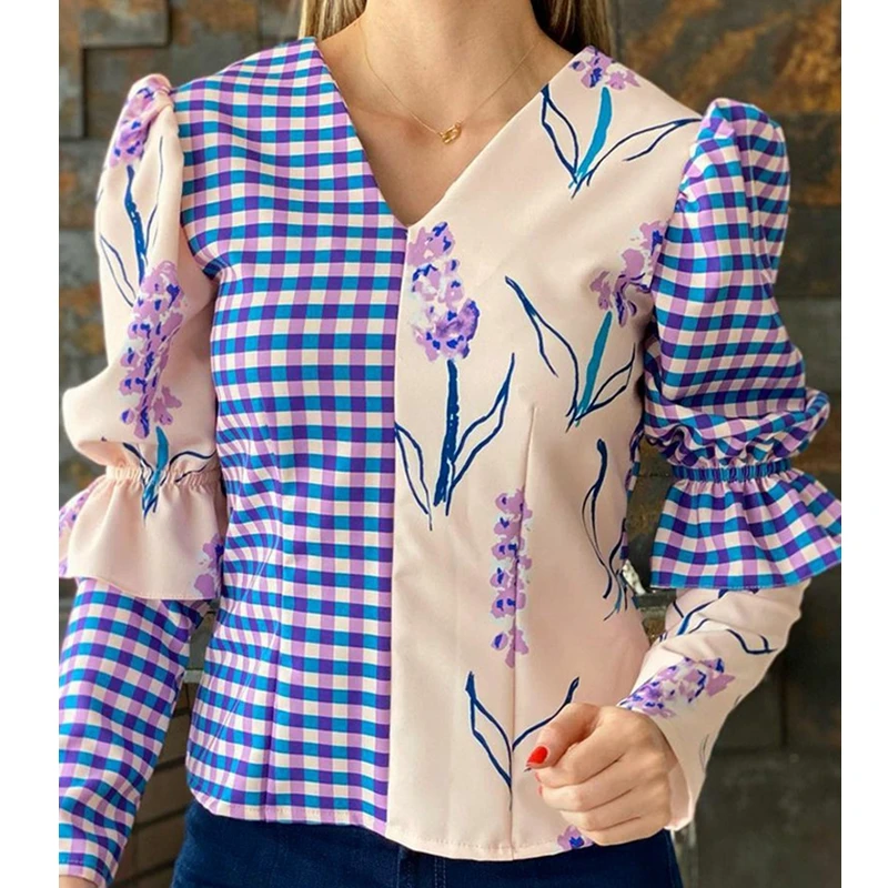 

Женская футболка с длинным рукавом и V-образным вырезом