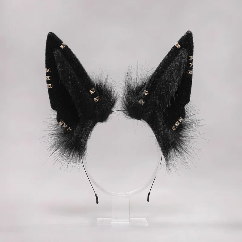 Повязка на голову плюшевая ручной работы милый обруч с пушистыми ушками