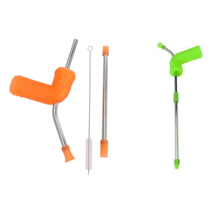 

2PCS Beer Snorkel, Double Beer Snorkel, Beer Dispenser, Green & Orange