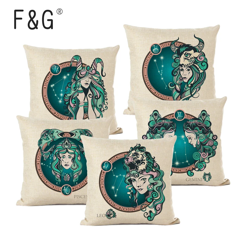 Наволочка для подушки с созвездиями зодиака девочка Аватар дизайн декоративная