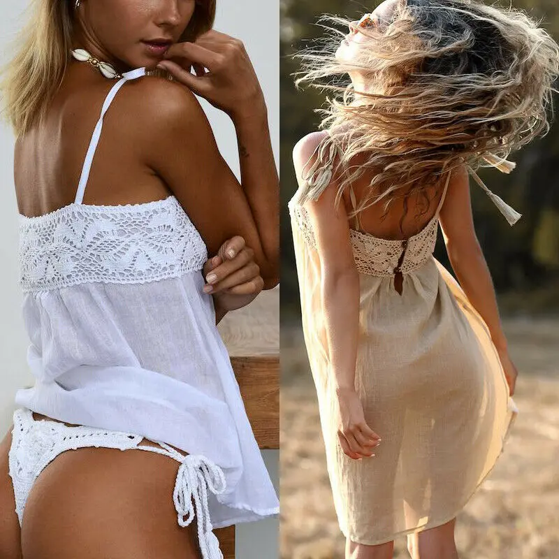 США женское летнее шифоновое пляжное мини-платье купальник бикини накидка