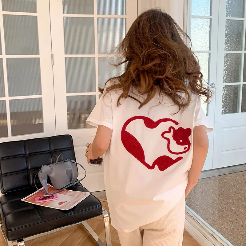 

Heart Cow Oversize T shirt Women y2k Aesthetic 00s Cotton Casual Harajuku Tshirt Tops Dropshipping