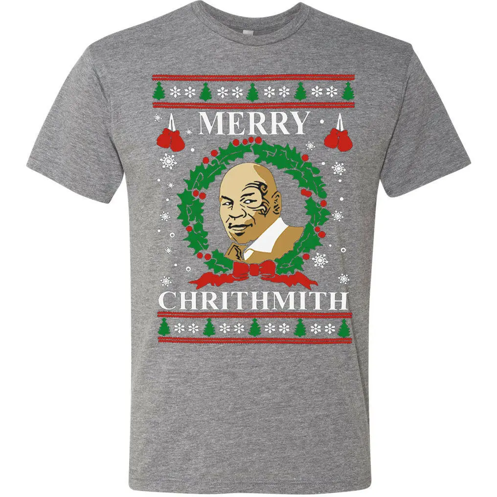Рождественская футболка с надписью Merry Chrithmith смешная хлопковая коротким рукавом